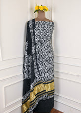 Muslin Cotton Black Unstitched Suit